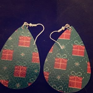 Faux leather teardrop earrings